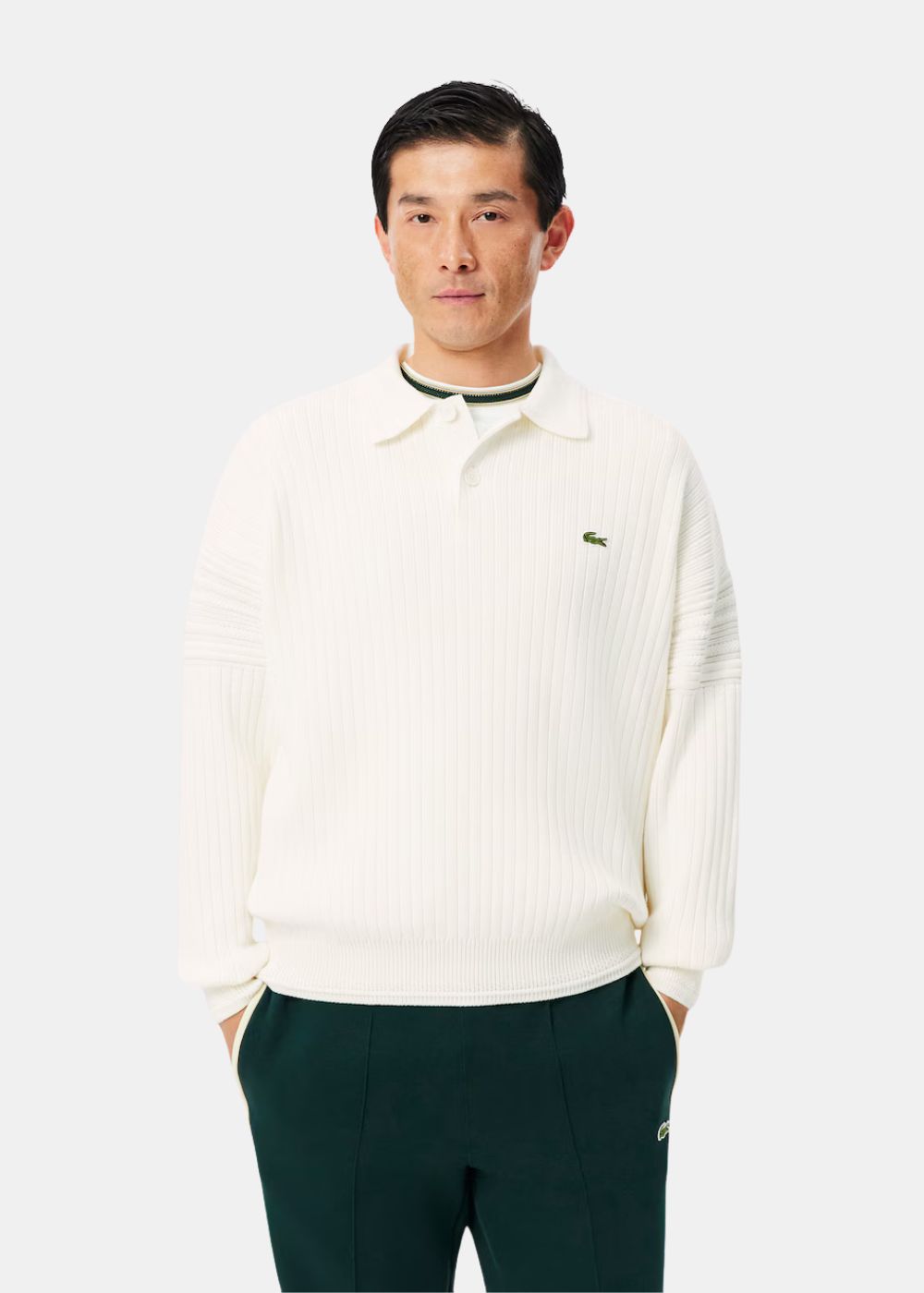 Pull col polo - blanc