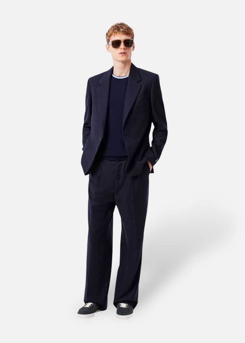 Pantalon tailoring Lacoste en  laine texturée - marine
