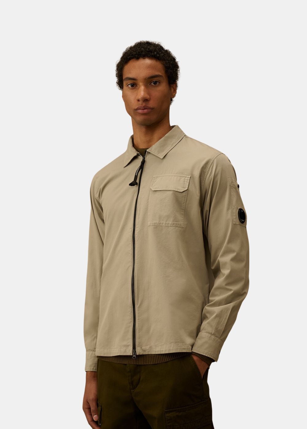Surchemise zippée gabardine - beige