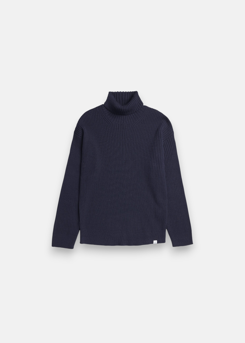 Pull col roulé Norse Projects bleu marine  en laine & coton de face 