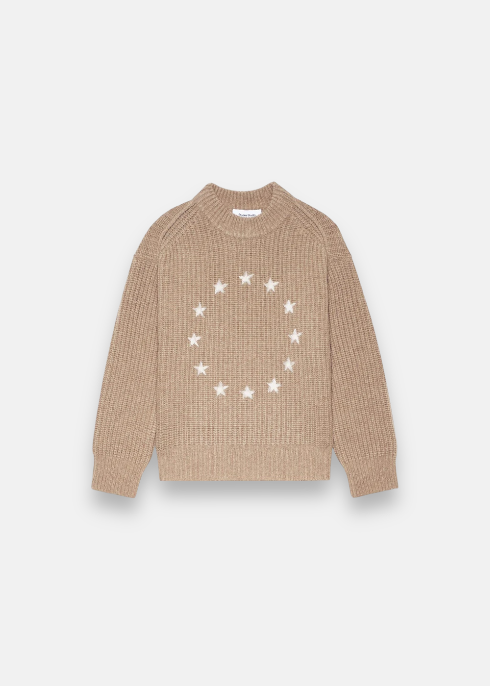 Pull Ribbed Round Neck Europa- marron