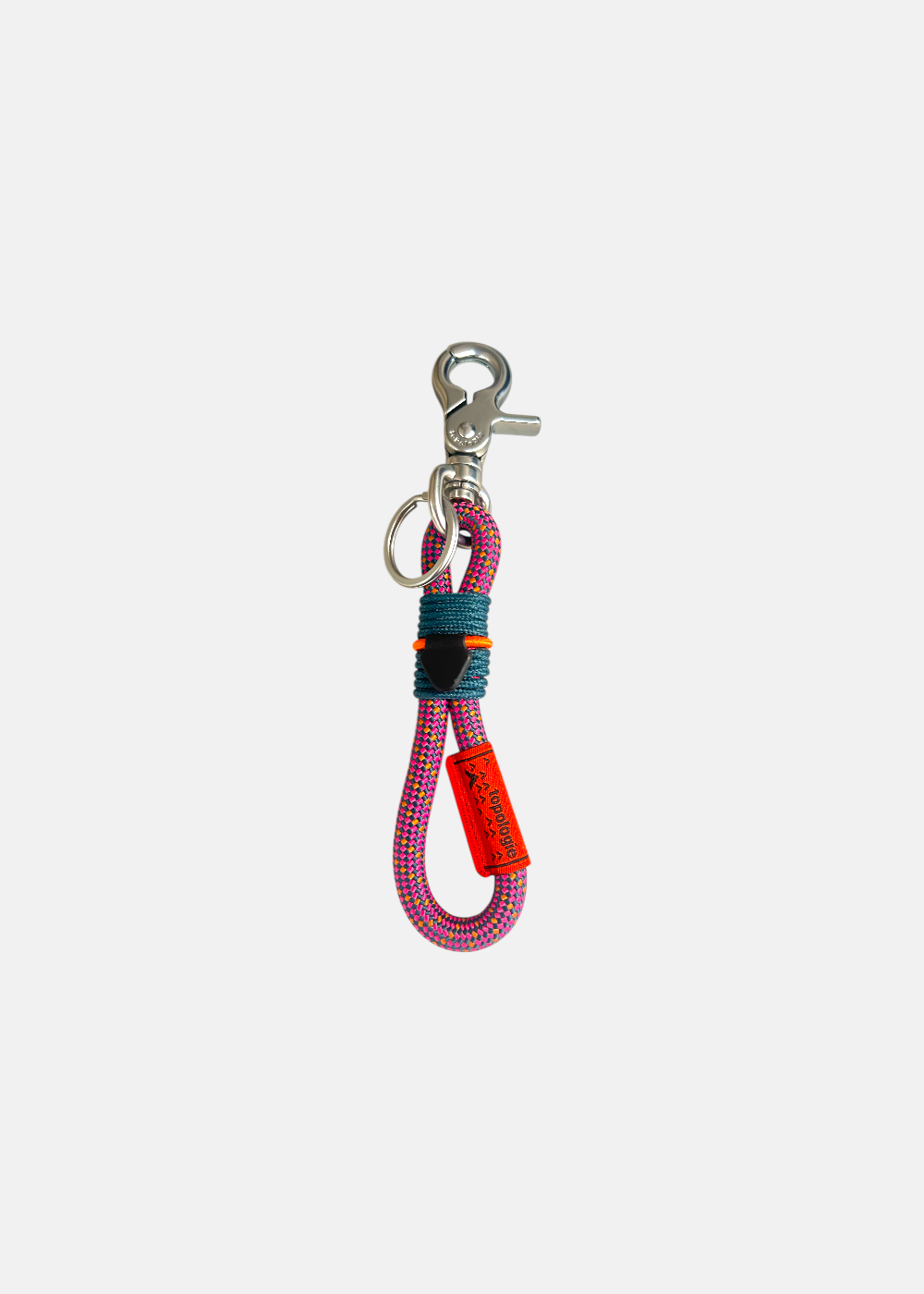 photo vue de face du Porte-clés Topologie 8mm Loop fushia & vert 