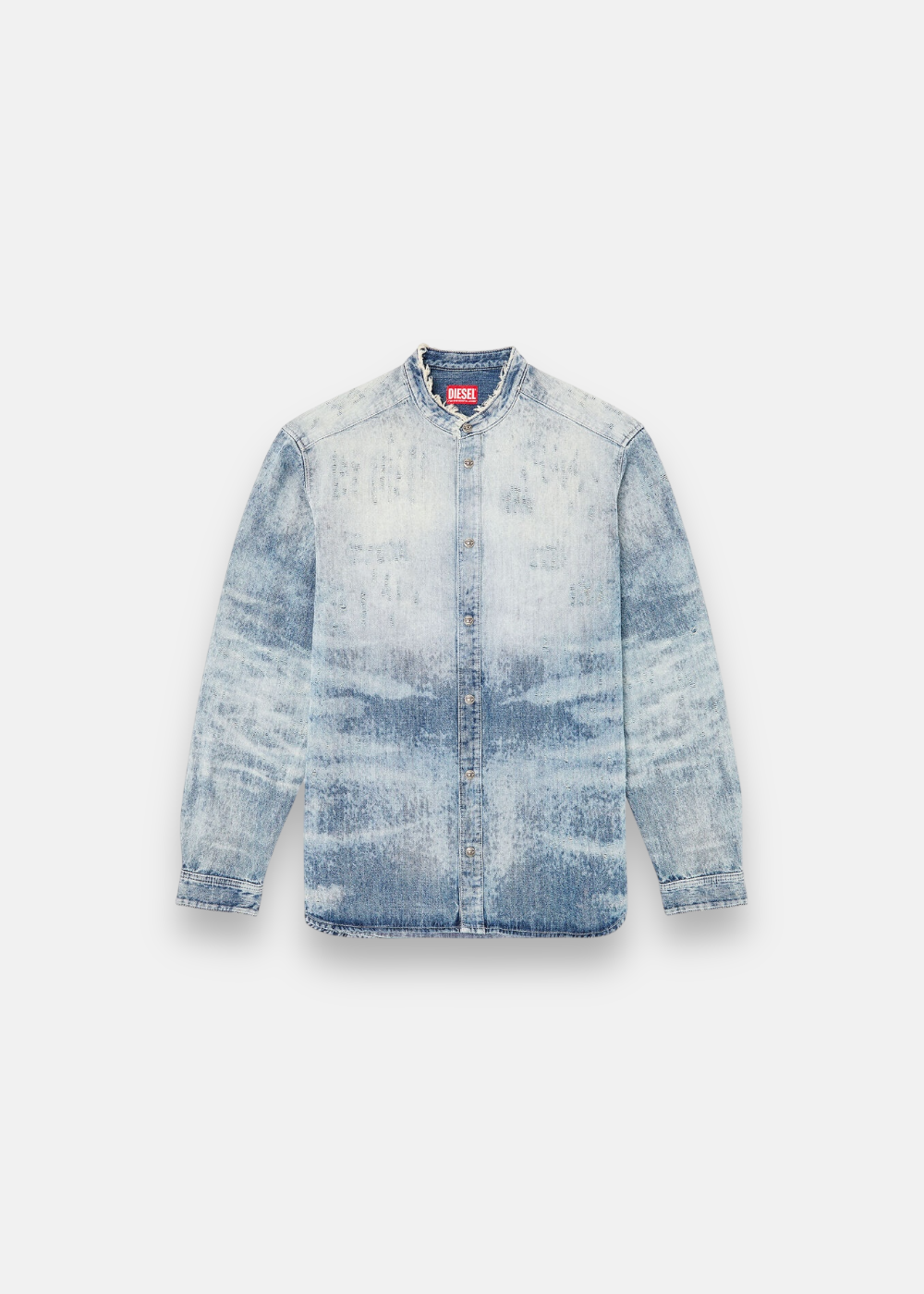 Vue de face à plat de la chemise Diesel en denim bleu
