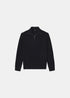 Packshot de face du pull camionneur en laine noir A.P.C. avec col zippé.