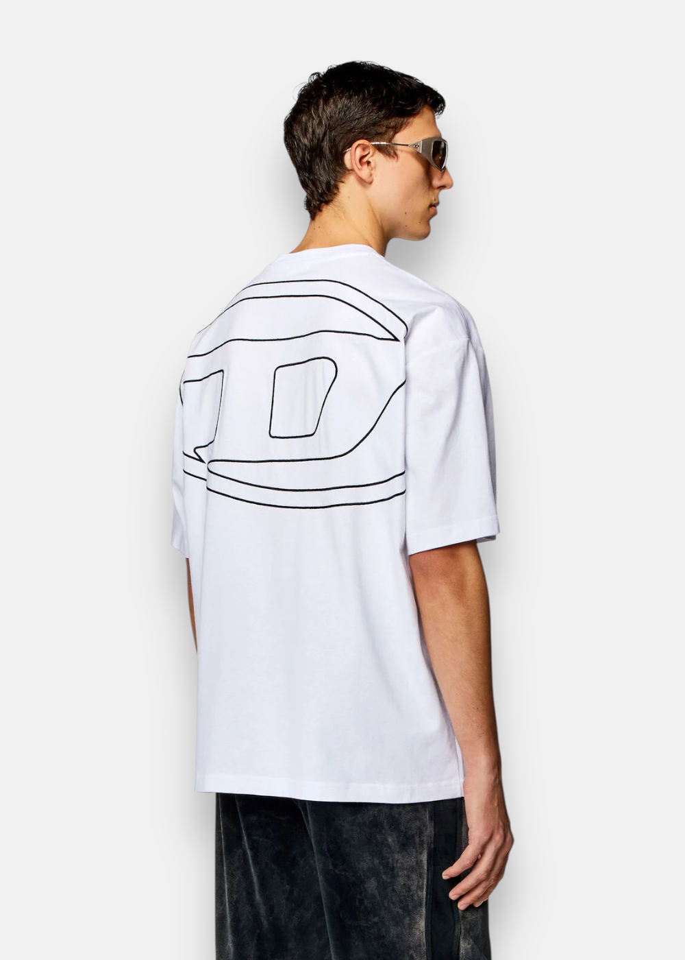 tshirt diesel coupe relaxed blanc porté