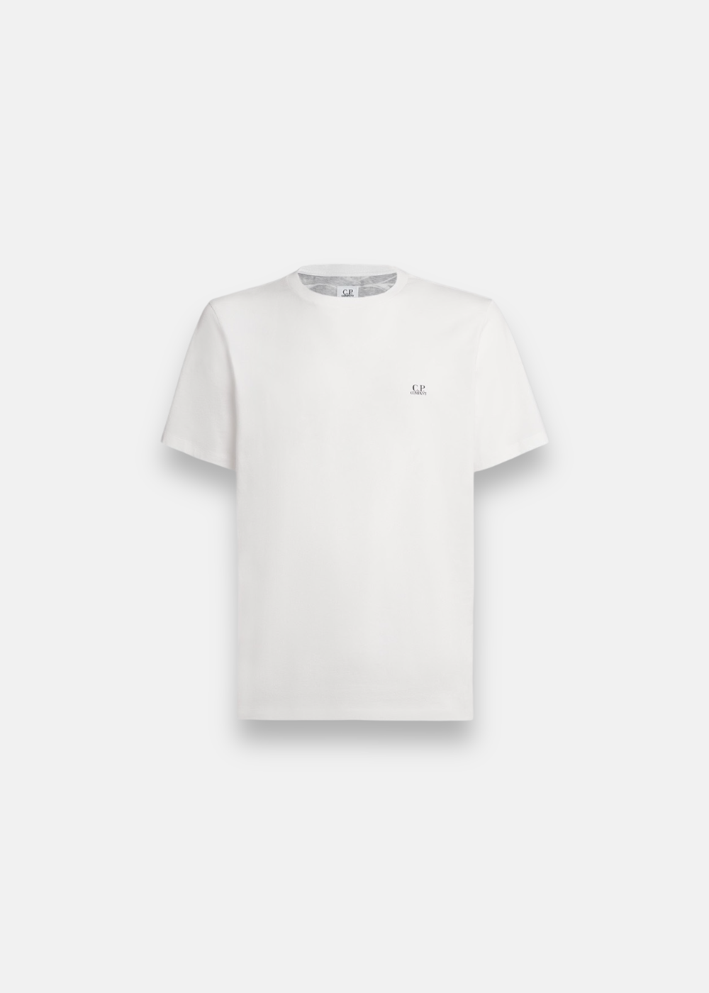 T-shirt C.P. Company blanc en coton, coupe regular, petit logo sur la poitrine.