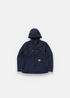 Veste de randonnée And Wander Stretch ZGRAV bleu marine, tissu technique, coupe-vent, avec coutures et logos réfléchissants.